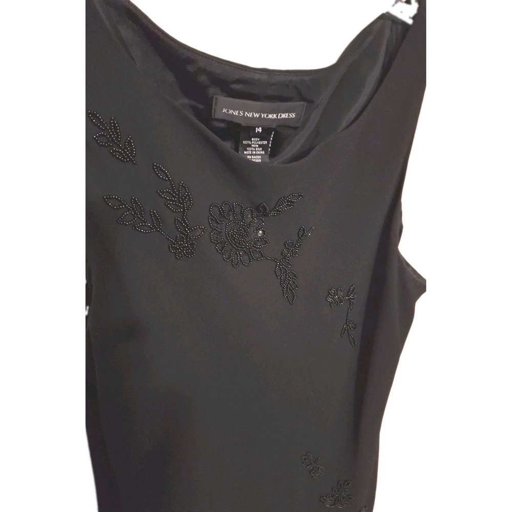 Jones New York Dress W-14 Black Beaded Sequin Sleeveless Midi Sheath Dress 0059 - Picture 3 of 5
